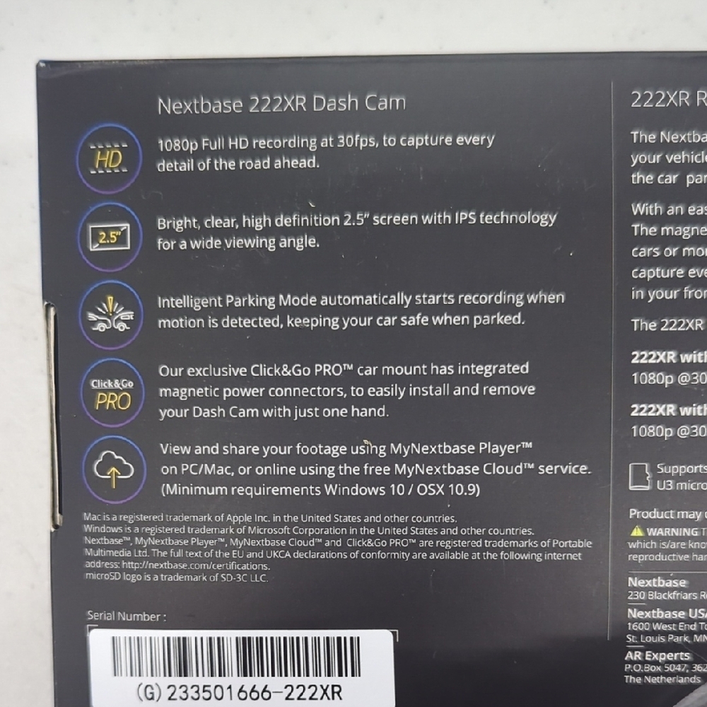 Nextbase 222XR Rear Cam Bundle - Picture 4 of 7